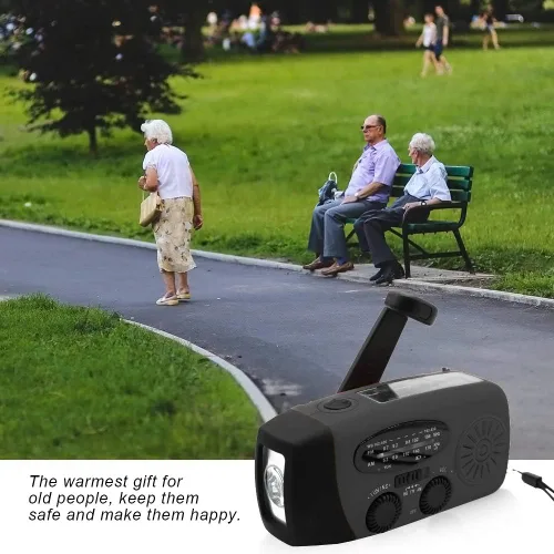 Miniatura 6 de Radio solar portátil de emergencia meteorológica manivela AM/FM NOAA radio de supervivencia con linterna LED 2000mAh cargador de teléfono móvil