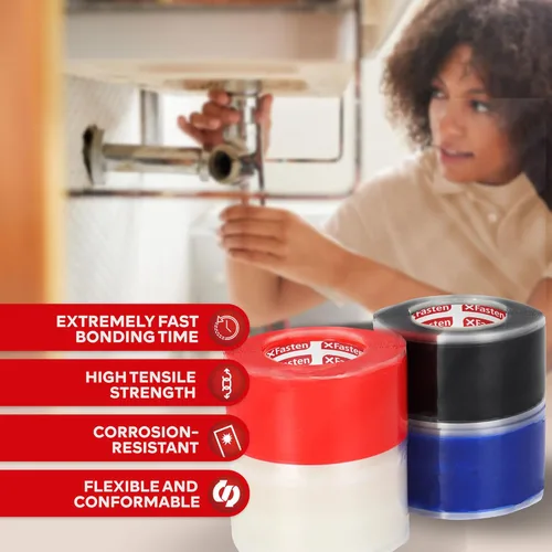 Miniatura 3 de XFasten - Cinta de silicona autofusible de 1 pulgada x 10 pies, de fontanería, cinta impermeable de sellado de fugas, goma gruesa para tuberías