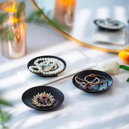 Miniatura 6 de Portavelas de pilar de hierro Inweder: bandeja y placa de vela negra de 4.25" Pedestal Stand for 3 Wick Jar Candles Tealight Gothtic Decor for