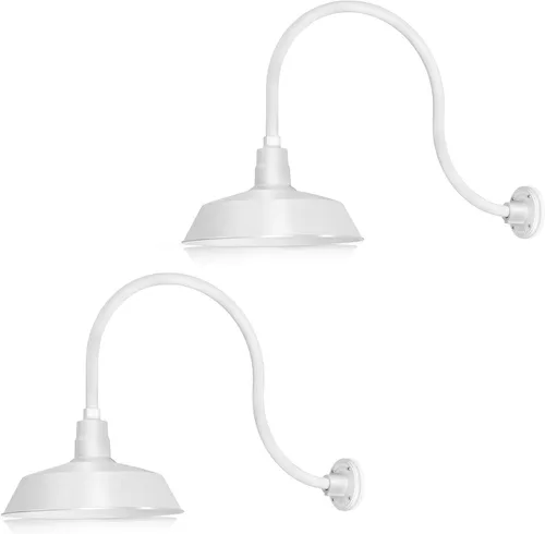 Miniatura 11 de 14 pulgadas. RLM Warehouse - Pantalla con brazo de cuello de cisne y bombilla Led A19 5000K de 9W Galvanizado (paquete de 2)