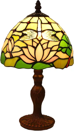 Miniatura 8 de Lámpara de Mesa Estilo Tiffany 3 Temperaturas de Color Lámparas de Vidrio Emplomado con Flores Rosas Lámpara de Mesa Pequeña Antigua para Mesita