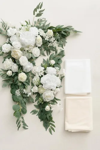 Miniatura 5 de Ling's moment - Flores básicas de arco con cortinas (juego de 4) – 2 piezas de flores con 5 cortinas de arco para decoración de árbol de 5 pies x 6
