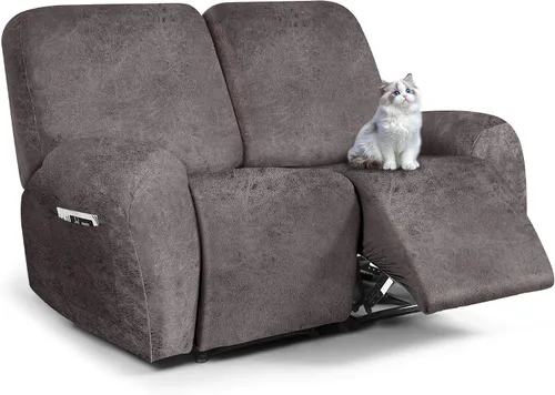 Miniatura 24 de ANARACHON Fundas para sillas reclinables con aspecto de cuero, funda elástica de 4 piezas, funda suave para silla reclinable, protector de muebles