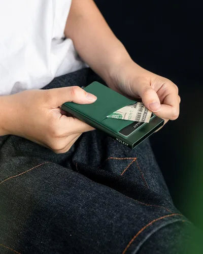 Miniatura 33 de VULKIT Card Holder with Money Pocket Pop Up Wallet RFID Blocking Slim Metal Bank Card Case Holds 5 Cards and Notes