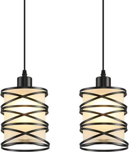 Miniatura 13 de Paquete de 3 Luces Colgantes para Isla de Cocina, Iluminación Colgante para Isla de Cocina, Luz Colgante de Vidrio con Jaula en Espiral, Pantalla
