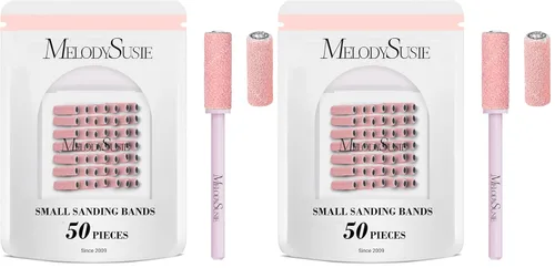 Miniatura 16 de MelodySusie 50 piezas de brocas para lima de uñas pequeñas con bandas de lijado de 3.1mm, lima de uñas de grano 80 para uñas acrílicas, manicura
