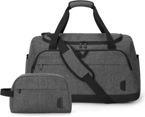 Bolsa de lona para viajes, bolsa de viaje BAGSMART de fin de semana, bolsa de viaje con bolsa de aseo personal, bolsa de zapatos, Gris oscuro, Viajes