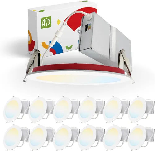 Miniatura 14 de ASD Luz empotrable con clasificación de fuego de 4 pulgadas, 5 colores 2700 K/3000 K/3500 K/4000 K/5000 K, 840 lúmenes, clasificación de fuego de 2