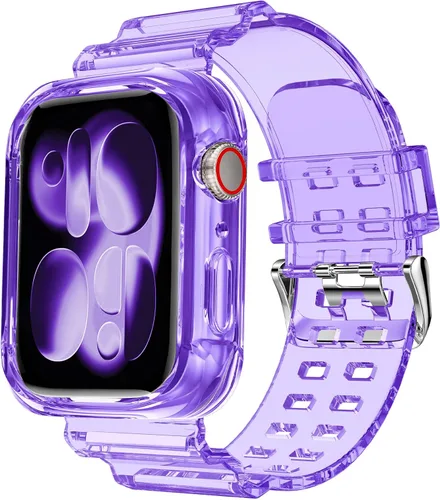 Miniatura 38 de DABAOZA - Correa compatible con Apple Watch de 49 mm, 46 mm, 45 mm, 44 mm, 42 mm, 41 mm, 40 mm, 38 mm, con protector, correa de TPU brillante