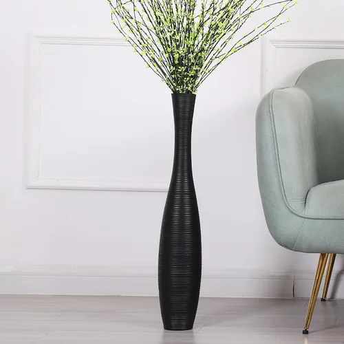Miniatura 18 de Leewadee Florero decorativo alto para decoración de sala de estar, 20 ″, negro, resina