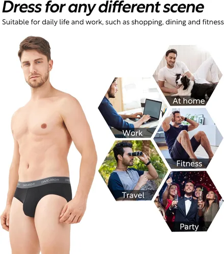Miniatura 6 de DAVID ARCHY Calzoncillos de rayón para hombre hechos de ropa interior de bambú, ajuste cómodo, súper suave, cómodo, sin bragueta, paquete de 4 o 7