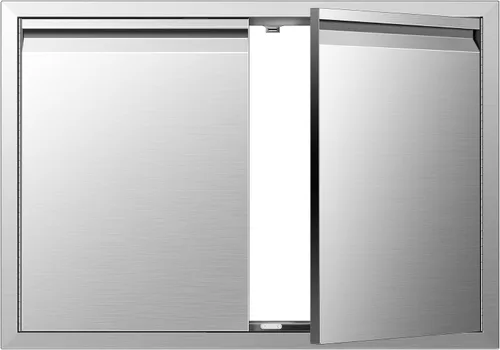 Miniatura 19 de Puertas de cocina para exteriores de 26 pulgadas de ancho x 24 pulgadas de alto con mango horizontal, puertas de acceso dobles para barbacoa, acero