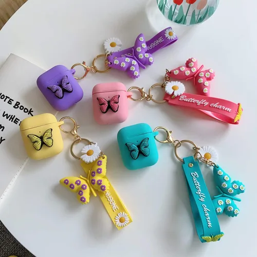 Miniatura 4 de Compatible con funda de mariposa AirPods, a prueba de golpes, funda de silicona 3D para Airpods 2 y 1, funda de carga para mujeres y niñas, regalo
