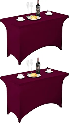 Miniatura 34 de FORLIFE - Funda de mesa de elastano, mantel ajustado de 4 pies para mesas rectangulares, funda elástica para patio, universal para bodas, banquetes
