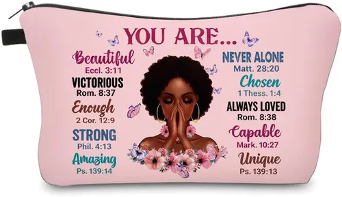 Miniatura 8 de Bolsa de maquillaje afroamericana para monedero, bolsas de cosméticos negras afro para mujer, regalo inspirador, pequeña bolsa de cosméticos