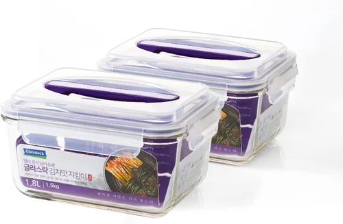 Glasslock Set de 2 recipientes de vidrio para almacenamiento de alimentos de 61 Oz – Gran capacidad, hermético y a prueba de fugas, tapa libre de