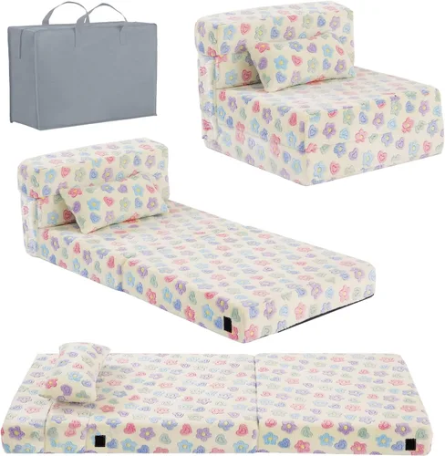 Miniatura 13 de Tiita Colchón de Piso Plegable para Sofá Cama para Niños, Colchoneta de Siesta de Piso Plegable Lavable para Niños Pequeños, Sofá Futón Plegable