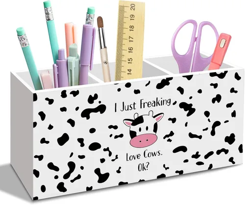 Miniatura 7 de Trendy Retro Leopard Print Pen Pencil Holder for Desk, Funky Cheetah Wooden Box Office Desk Accessories, Leopard Print Pen Holders Organizer for