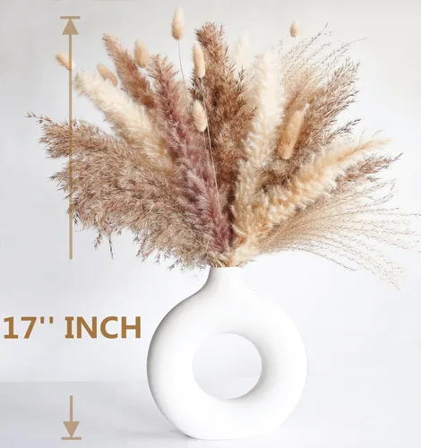 Miniatura 6 de Decoración de hierba seca de las pampas, 120 piezas de hierba de las pampas con colas de conejo, ramo de hierba de caña para bodas, flores bohemias