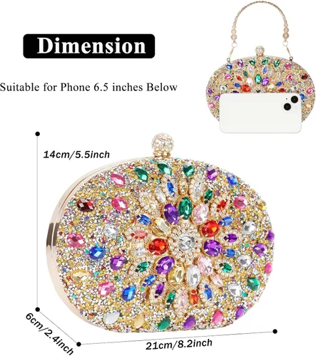 Miniatura 2 de COAIMANEY Bolso de mano con purpurina brillante para mujer, bolso de hombro para boda, fiesta, baile de graduación