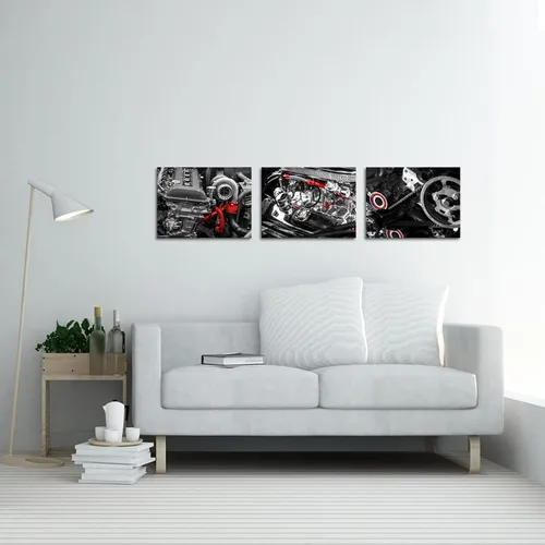 Miniatura 3 de FuShvre Mecánico Cuadros Mecánico Tienda Arte de Pared Lienzo Motor Impresiones para Taller Oficina Hombre Cueva Decoración de Pared Negro y Rojo