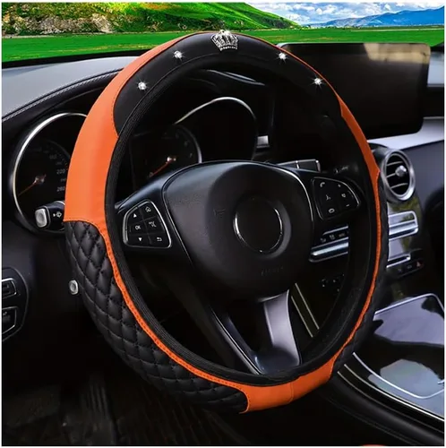 Miniatura 10 de Funda brillante para volante de automóvil, protector de cuero con diamantes de imitación de cristal para automóvil, accesorios de decoración