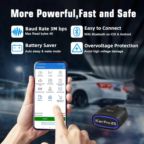Miniatura 4 de iCar Pro 2S OBD2 Adaptador Bluetooth Comprobación motor lector de código de vehículo Herramientas de diagnóstico para iOS y Android y Windows Hecho