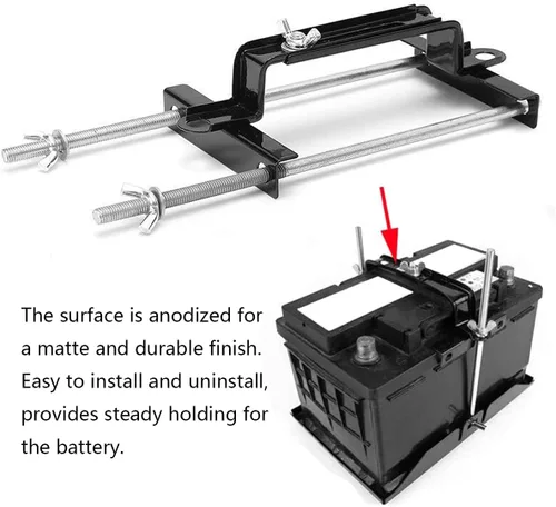 Miniatura 6 de Soporte de batería ajustable universal, Barra transversal ajustable para batería universal con soporte de batería de perno L para coche SUV