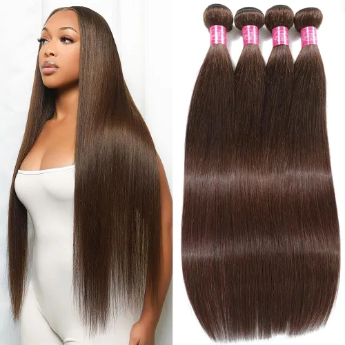 Miniatura 16 de YISEA Paquetes de cabello humano liso con cierre de encaje (12 14 16+10 cierre) Paquetes de cabello humano 3 con cierre de encaje 4x4 100%