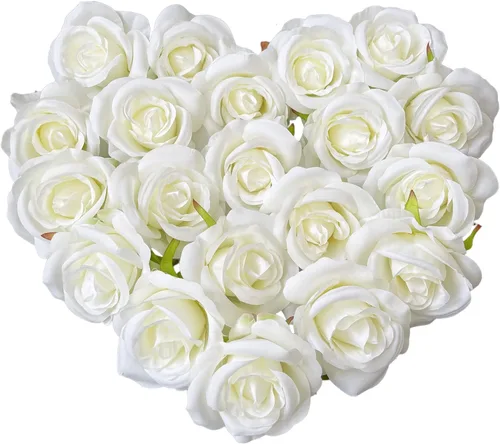 Miniatura 16 de Cabezales de rosas artificiales de 3.5 pulgadas, 20 unidades, rosas rosas claras de aspecto real para boda, decoración del hogar, manualidades, Rosa
