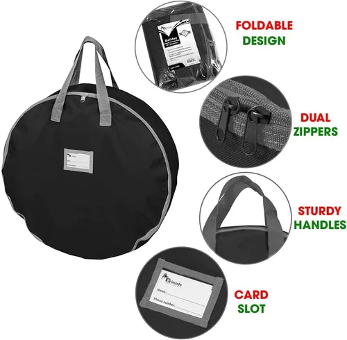 Miniatura 3 de Bolsa de almacenamiento para coronas de Navidad, de 48 pulgadas, asas hechas de poliéster Oxford 600D resistente, grande de 36 pulgadas Negro
