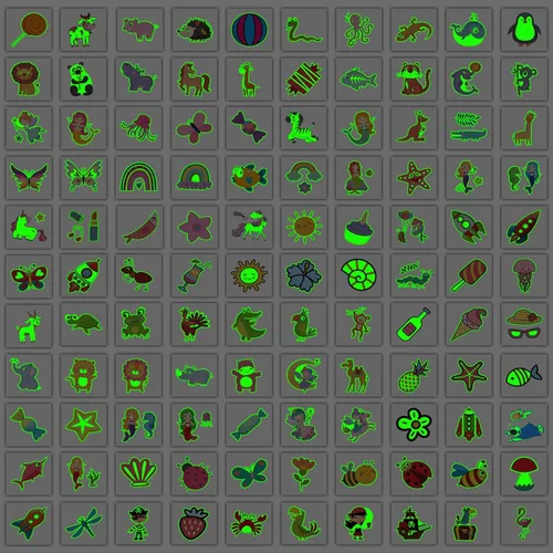 Miniatura 3 de 204 hojas de calcomanías envueltas individualmente con estilos brillantes, suministros luminosos para fiestas y regalos de cumpleaños