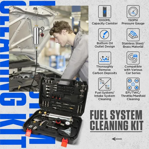 Miniatura 2 de Kit de Limpiador de Inyectores de Combustible CMTOOL, Kit de Limpieza del Sistema de Combustible Automotriz, Herramienta de Limpieza de 1000ML sin