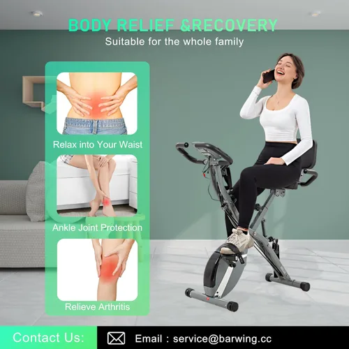 Miniatura 9 de BARWING Bicicleta de Ejercicio Estática para Entrenamiento en Casa, Bicicleta de Interior Plegable de 5 en 1 para Personas Mayores, Capacidad