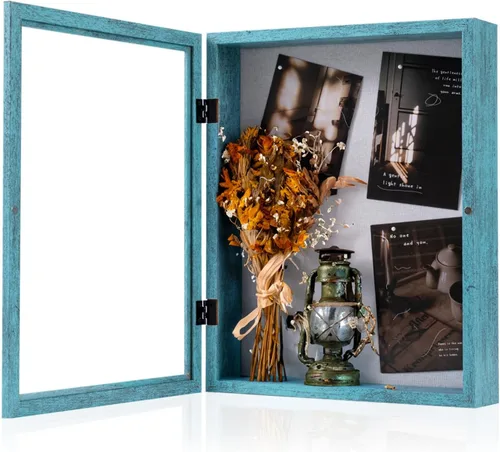 Muzilife Marco de Fotos Tipo Caja de Sombra de 11 x 14 pulgadas - Vitrina Rectangular de Madera y Vidrio con 2.16" de Profundidad Interior Lista