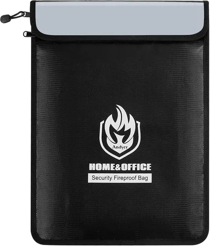Miniatura 8 de andyer - Bolsa de documentos ignífuga mejorada con dos bolsillos (2000 ℉), bolsa de dinero impermeable ignífuga de 15 x 11 pulgadas con cremallera