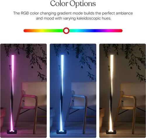 Miniatura 5 de Brightech Helix - Lámpara de pie LED moderna que cambia de color, lámpara de pie de 48 pulgadas de alto con gradiente de color RGB y poste