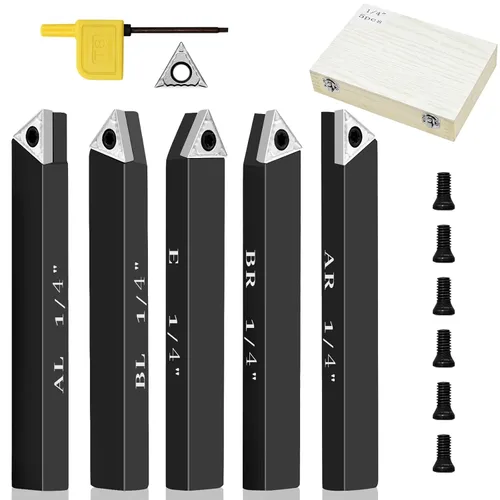 Miniatura 12 de Juego de 5 piezas de herramientas de torneado de carburo indexable de 3/8 "para tornos de mecanizado, 5 piezas de herramientas de torno de metal