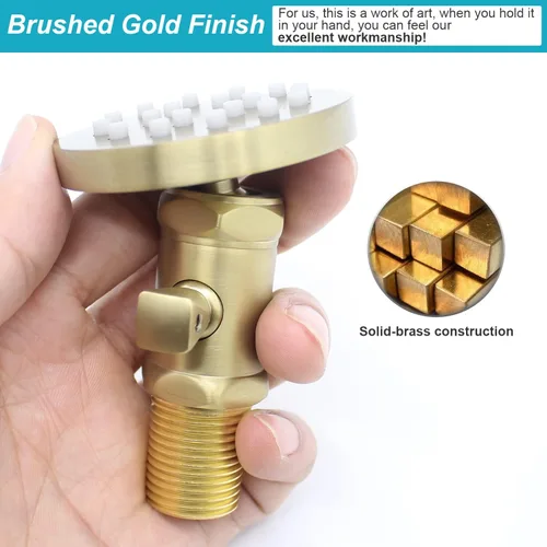 Miniatura 8 de Chorros de ducha de latón macizo con interruptor de encendido y apagado, rociadores de cuerpo de ducha redondos dorados cepillados, chorros de pared