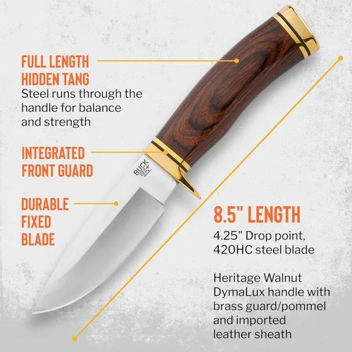 Miniatura 4 de Buck Knives 0192brs Vanguard – Cuchillo de hoja fija con vaina de piel auténtica Marrón