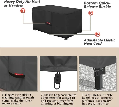 Miniatura 4 de Porch Shield - Funda para chimenea de patio - Funda impermeable 600D para chimenea de exteriores rectangular - Protector de cubierta de mesa