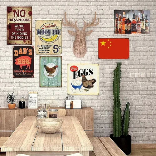 Miniatura 6 de Letrero retro de China, bandera patriótica de país, decoración de pared de metal, bandera de China, letreros de metal para el hogar, dormitorio