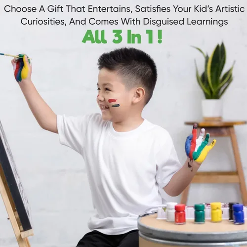 Miniatura 6 de Misco Juguetes de pintura de lienzo para fiestas, kit de arte de 11 piezas de lienzo predibujado para pintar y sorber, 8 colores y pincel incluidos