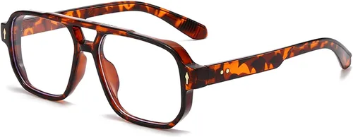 Miniatura 12 de PORADAY Gafas de Bloqueo de Luz Azul para Mujeres y Hombres Estilo Retro Cuadrado de los Años 70 Gafas de Aviador Gafas Rectangulares para A1 negro