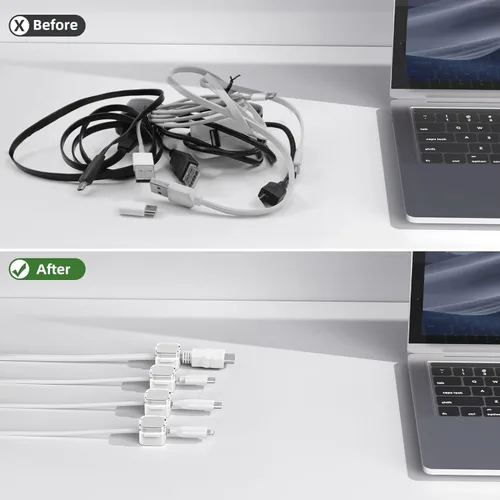 Miniatura 5 de Rangrak - Paquete de 6 clips magnéticos para cables, organizador de cables debajo del escritorio, organizador de cables adhesivo Rangrak