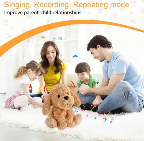 Miniatura 6 de Juguete de peluche interactivo que canta - Perro de peluche graba y repite lo que dices, 8 canciones, movimientos de cabeza y orejas, cumpleaños