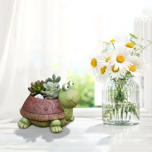 Miniatura 5 de awcnilacav Molde de silicona para maceta de tortuga para suculentas, de resina, para plantas, animales, maceta, figuritas de jardín, decoración al