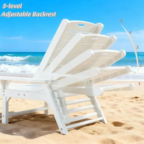 Miniatura 5 de Psilvam Tumbonas, sillones de polietileno de alta densidad con respaldo ajustable, soporta hasta 350 libras, para todo tipo de clima, reclinables