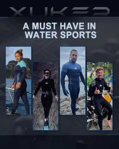 Miniatura 6 de XUKER Traje de neopreno para hombre de 0.079 pulgadas, con cremallera trasera en agua fría, traje de buceo de cuerpo completo para deportes acuáticos
