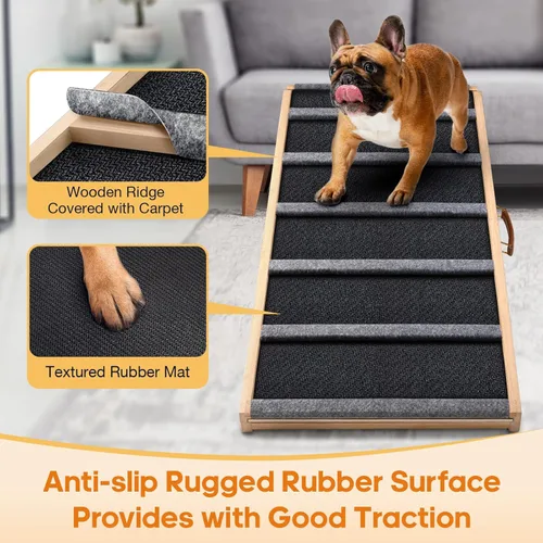 Miniatura 4 de Dog Ramp for Bed - Extra Large, 18'' Wide, Gentle Slope Folding Pet Ramps for Small Large Senior Dogs to Get on High Couches & Cars, Non-Slip Rubber